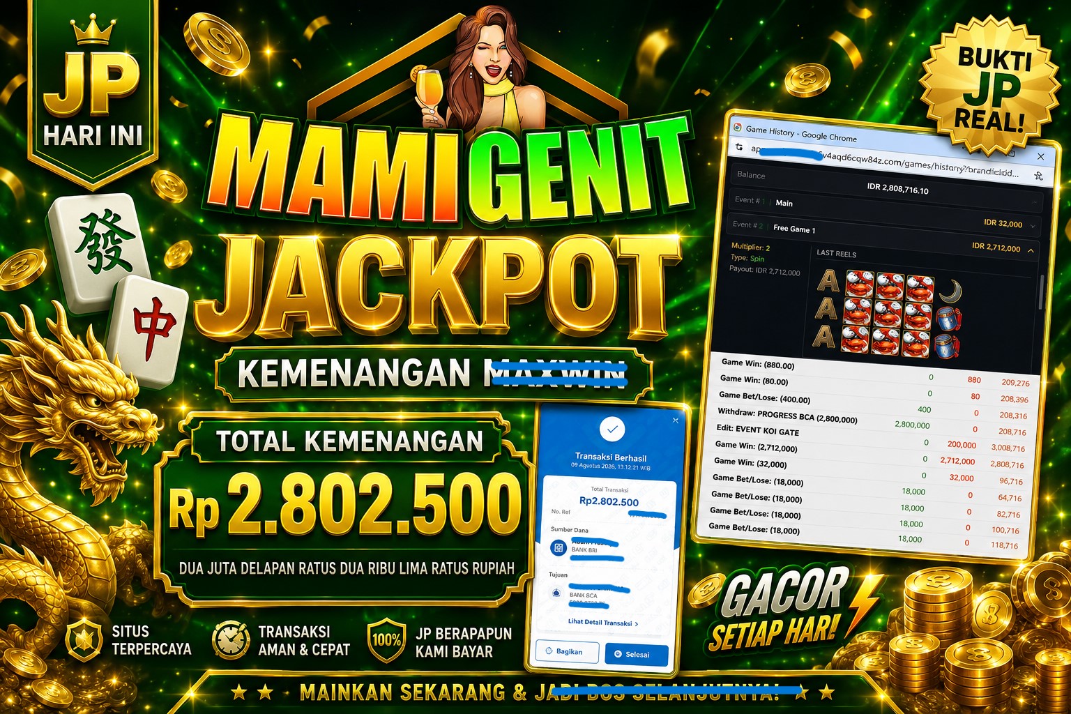 MAMIGENIT - JACKPOT DI SEBESAR RP.2,800,000,- DI GAME KOI GATE